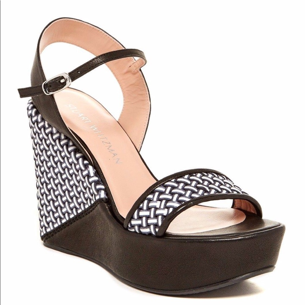 Stuart Weitzman Holiday Pipe Wedge B&W